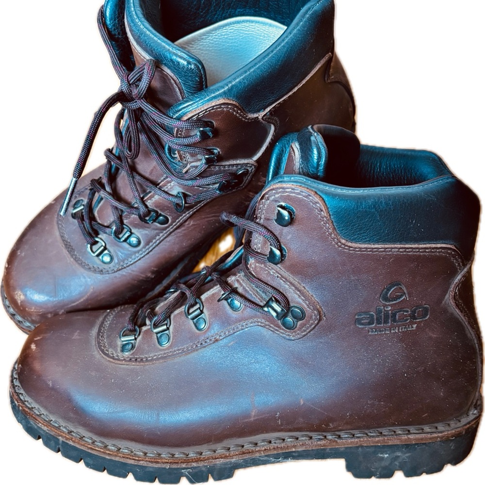 Alico Cognac Brown Leather “Tahoe” Vibram Hiking Boots - Italy